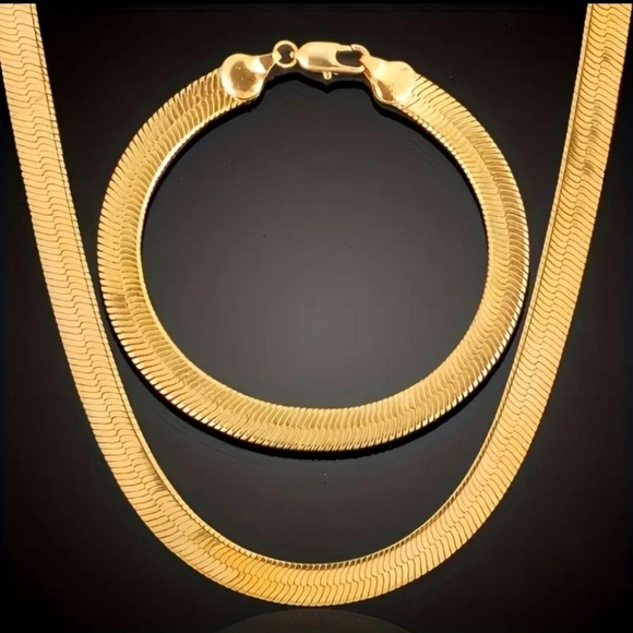 18K GOLD PLATED CHAIN BRACELET SET-CLEARENCE